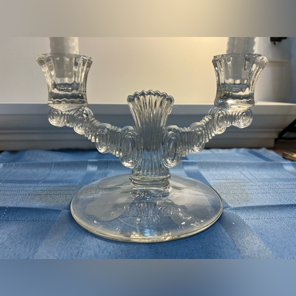 Mid-century glass candelabra